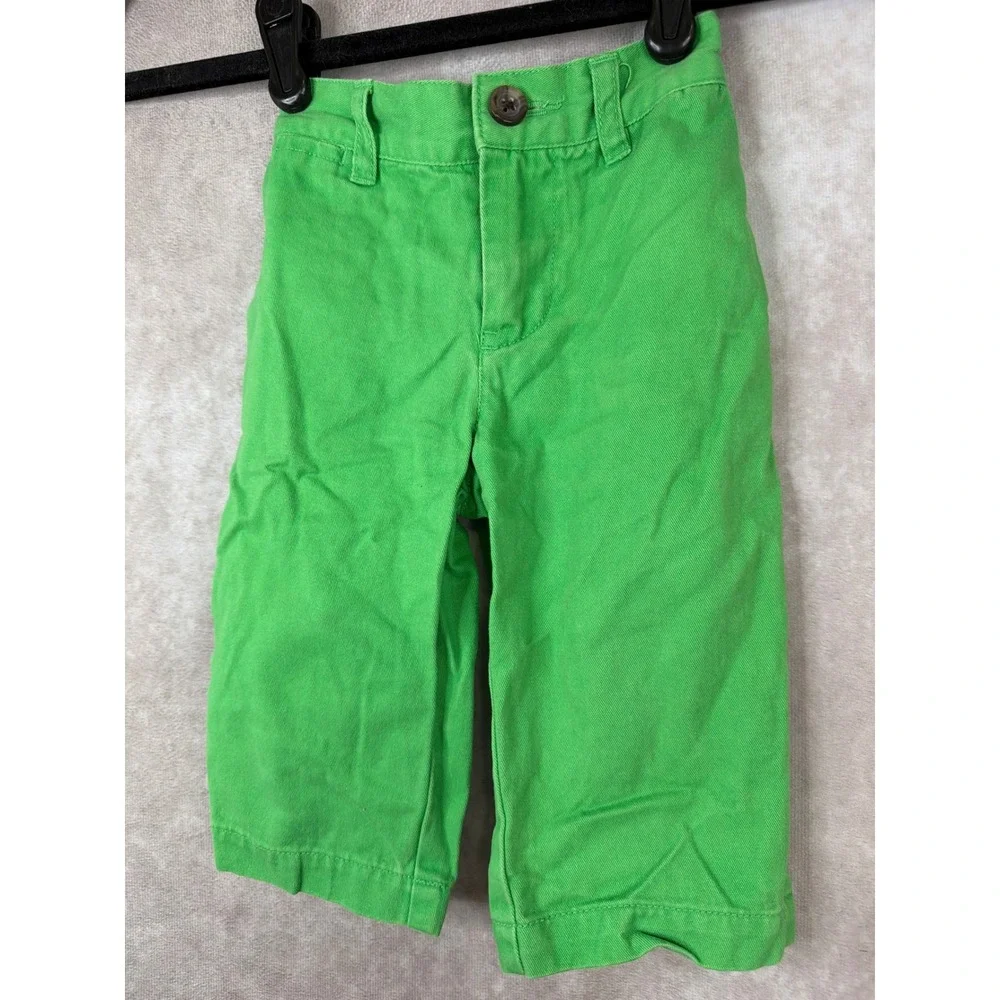 Ralph Lauren Chino Pants Baby Boys 9M Green Cotton Straight Leg Pony Logo